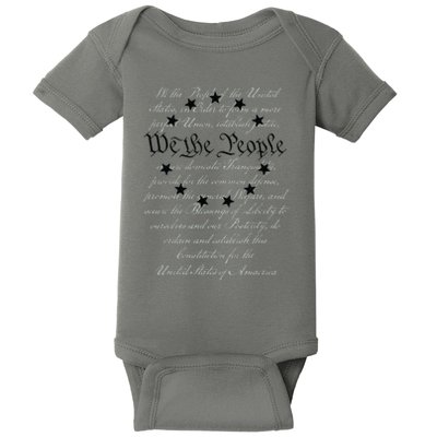 WE THE PEOPLE Preamble US Constitution 4th Of July White Baby Bodysuit