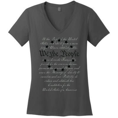 WE THE PEOPLE Preamble US Constitution 4th Of July White Women's V-Neck T-Shirt