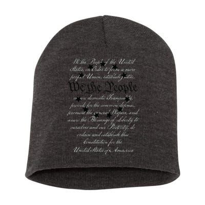 WE THE PEOPLE Preamble US Constitution 4th Of July White Short Acrylic Beanie