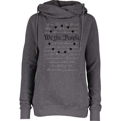 WE THE PEOPLE Preamble US Constitution 4th Of July White Womens Funnel Neck Pullover Hood