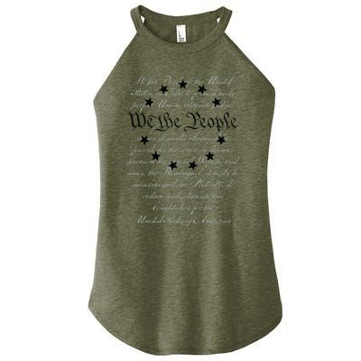 WE THE PEOPLE Preamble US Constitution 4th Of July White Women's Perfect Tri Rocker Tank