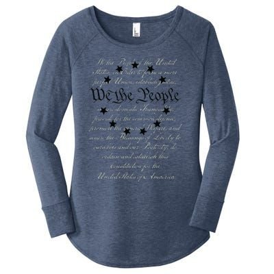 WE THE PEOPLE Preamble US Constitution 4th Of July White Women's Perfect Tri Tunic Long Sleeve Shirt