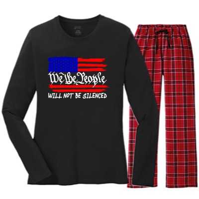 We The People Will Not Be Silenced Women's Long Sleeve Flannel Pajama Set 