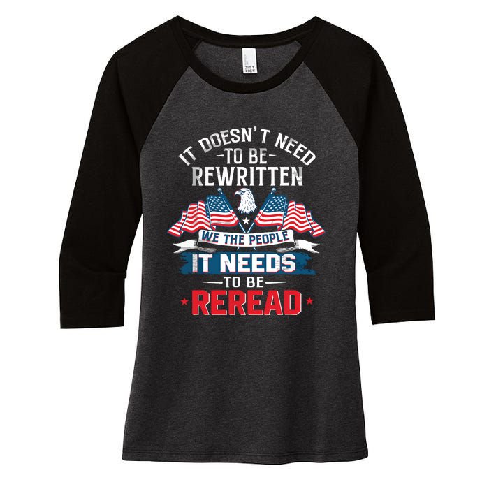 We The People Constitution Of The United States Women's Tri-Blend 3/4-Sleeve Raglan Shirt