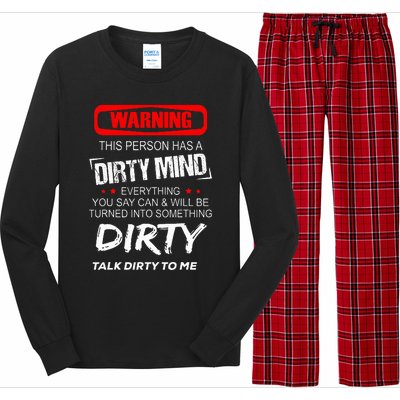 Warning This Person Has A Dirty Mind Everythign You Say Can Long Sleeve Pajama Set