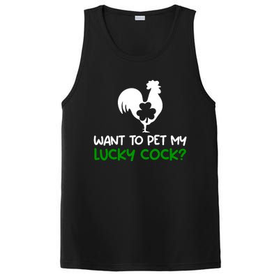 Want To Pet My Lucky Cock Funny St PatrickS Day Chicken Pun PosiCharge Competitor Tank