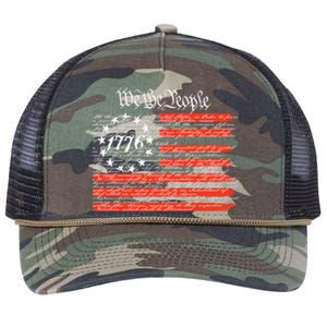 We The People American Flag Constitution Retro Rope Trucker Hat Cap