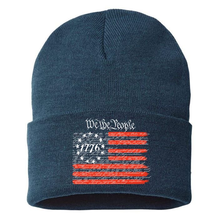 We The People American Flag Constitution Sustainable Knit Beanie