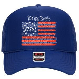 We The People American Flag Constitution High Crown Mesh Back Trucker Hat