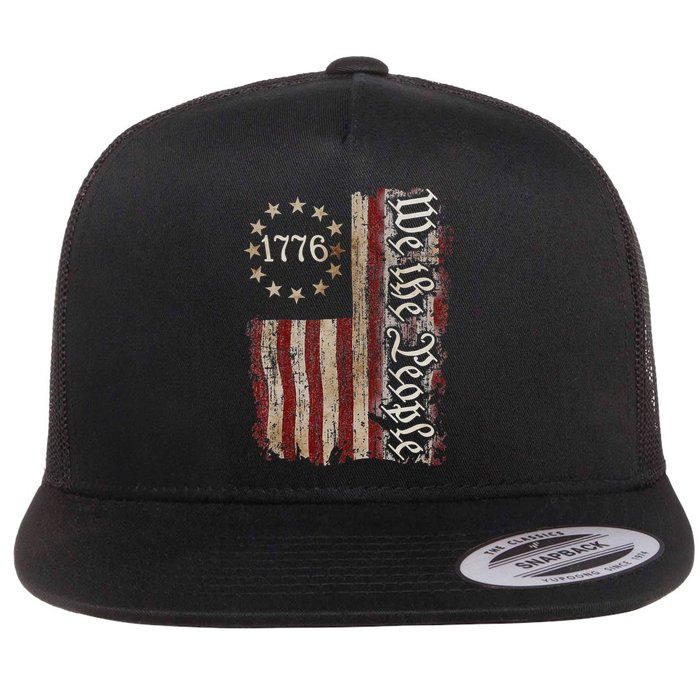 We The People 1776 American Flag 4th Of July  Flat Bill Trucker Hat