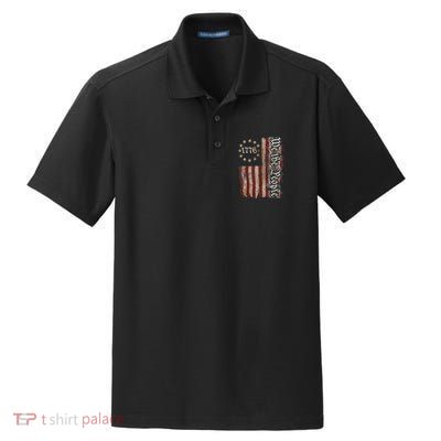 We The People 1776 American Flag 4th Of July  Dry Zone Grid Polo