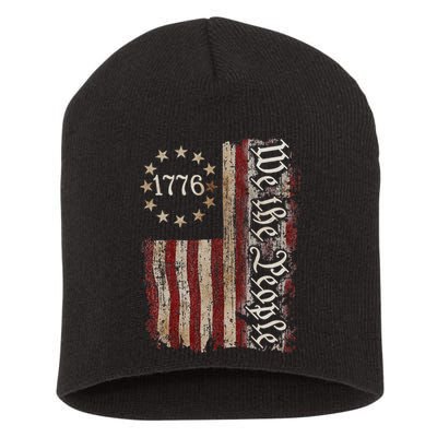 We The People 1776 American Flag 4th Of July  Short Acrylic Beanie