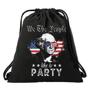 We The People Like To Party george washington 4th of july Drawstring Bag