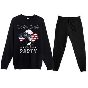 We The People Like To Party george washington 4th of july Premium Crewneck Sweatsuit Set