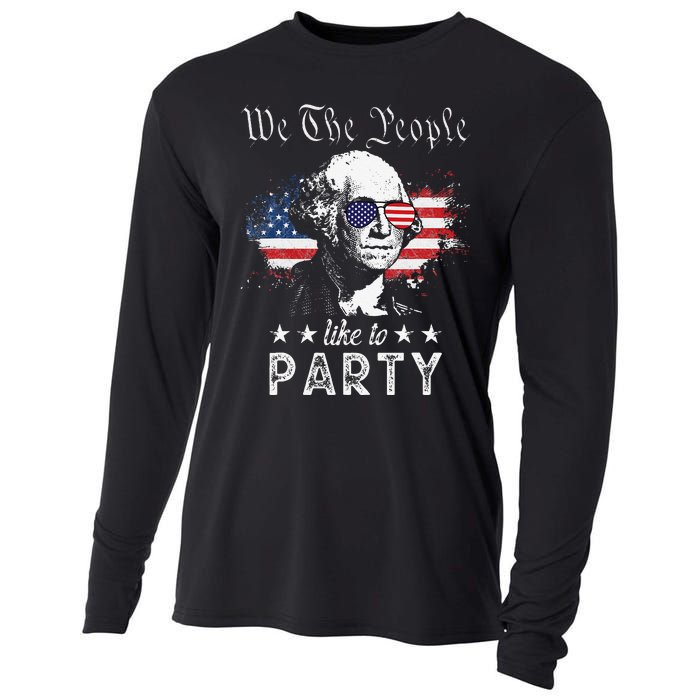 We The People Like To Party george washington 4th of july Cooling Performance Long Sleeve Crew