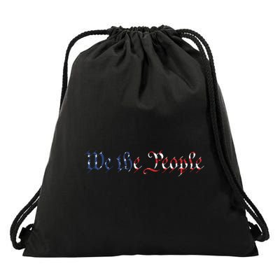 We The People US Constitution 1776 Freedom American Flag Drawstring Bag