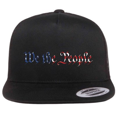 We The People US Constitution 1776 Freedom American Flag Flat Bill Trucker Hat