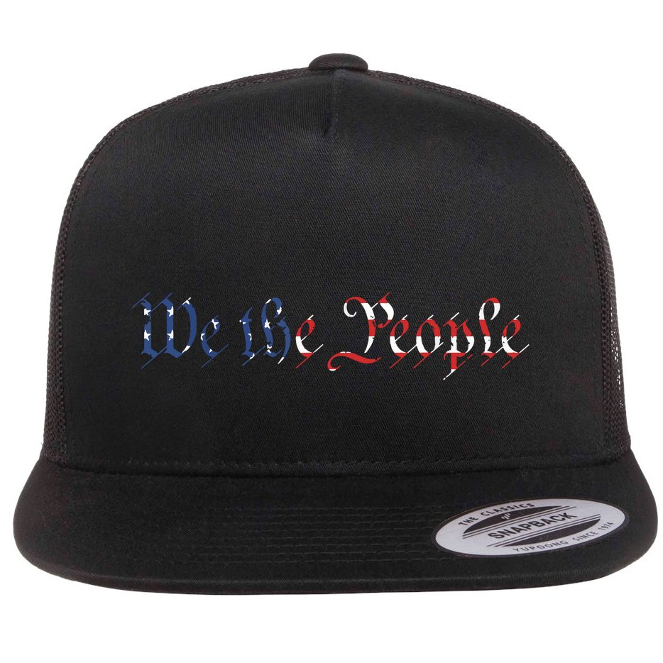 We The People US Constitution 1776 Freedom American Flag Flat Bill Trucker Hat