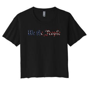 We The People US Constitution 1776 Freedom American Flag Women's Crop Top Tee