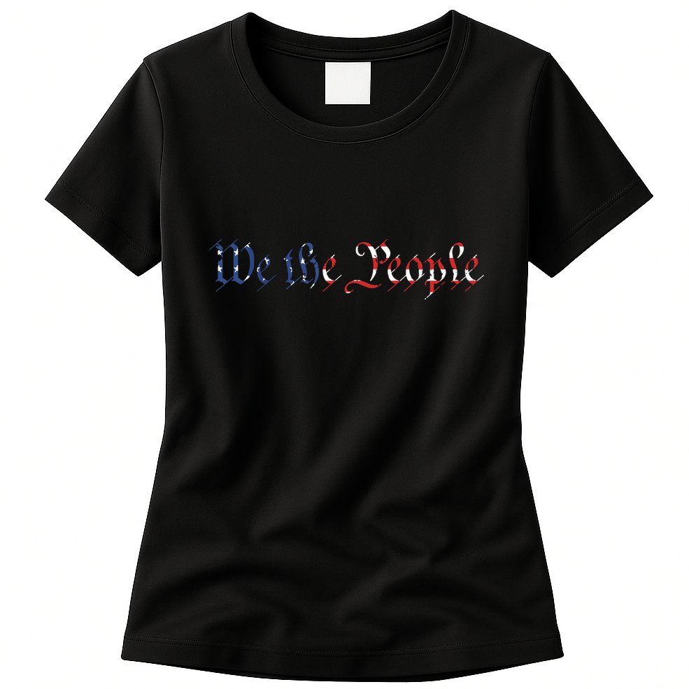 We The People US Constitution 1776 Freedom American Flag Womens T-Shirt