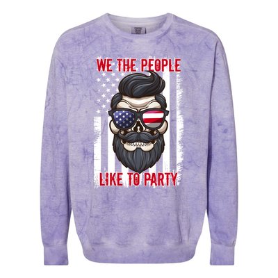 We The People Like To Party 4th Of July American Beard Skull Cute Gift Colorblast Crewneck Sweatshirt