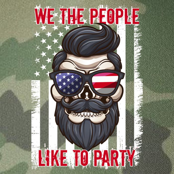 We The People Like To Party 4th Of July American Beard Skull Cute Gift Legacy Tie Dye Trucker Hat