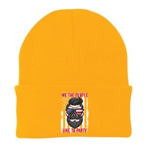 We The People Like To Party 4th Of July American Beard Skull Cute Gift Knit Cap Winter Beanie