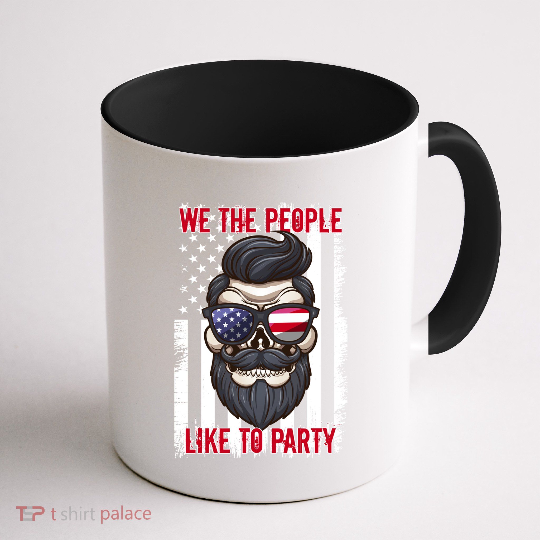 We The People Like To Party 4th Of July American Beard Skull Cute Gift Mug