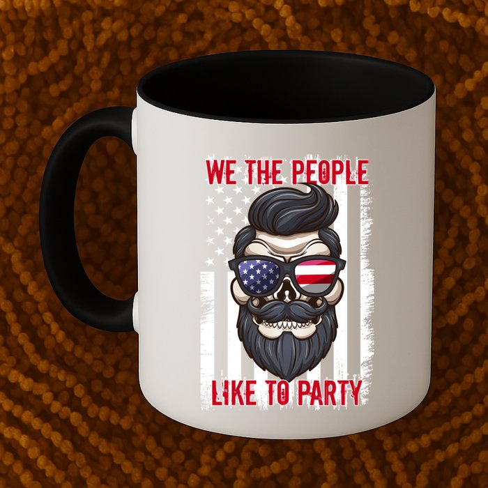 We The People Like To Party 4th Of July American Beard Skull Cute Gift Mug