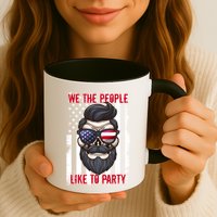 We The People Like To Party 4th Of July American Beard Skull Cute Gift Mug