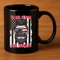 We The People Like To Party 4th Of July American Beard Skull Cute Gift 11oz C Handle Ceramic Mug