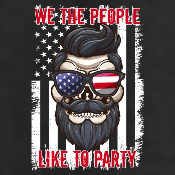 We The People Like To Party 4th Of July American Beard Skull Cute Gift 11oz C Handle Ceramic Mug