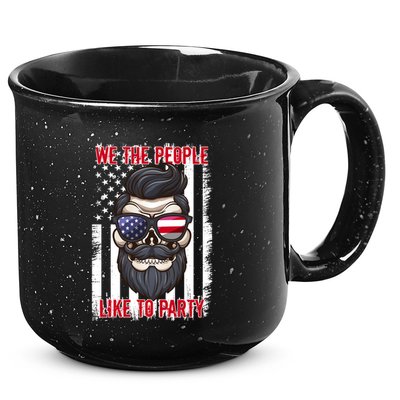 We The People Like To Party 4th Of July American Beard Skull Cute Gift 15oz Campfire Ceramic Mug
