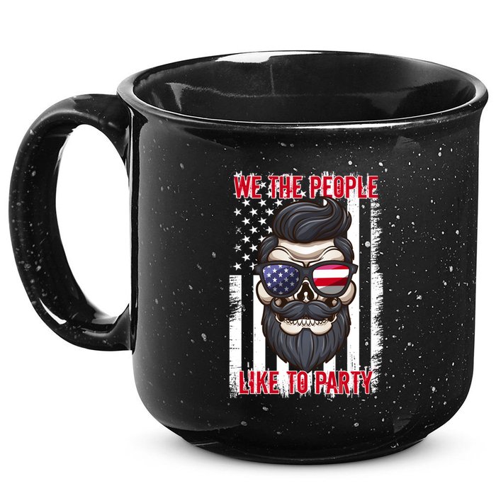 We The People Like To Party 4th Of July American Beard Skull Cute Gift 15oz Campfire Ceramic Mug