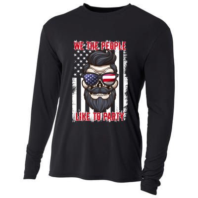 We The People Like To Party 4th Of July American Beard Skull Cute Gift Cooling Performance Long Sleeve Crew
