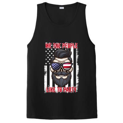 We The People Like To Party 4th Of July American Beard Skull Cute Gift PosiCharge Competitor Tank