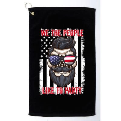We The People Like To Party 4th Of July American Beard Skull Cute Gift Golf Towel