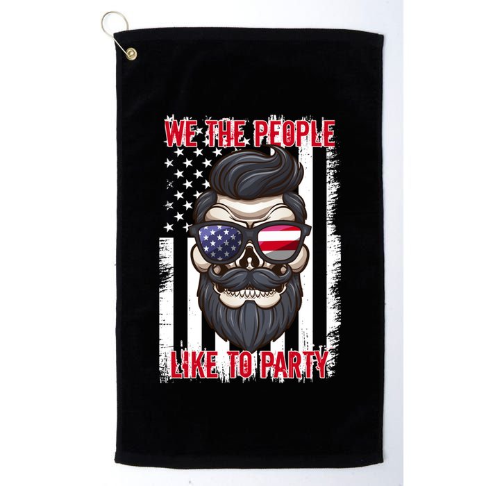 We The People Like To Party 4th Of July American Beard Skull Cute Gift Golf Towel
