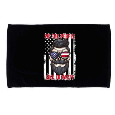 We The People Like To Party 4th Of July American Beard Skull Cute Gift Microfiber Hand Towel