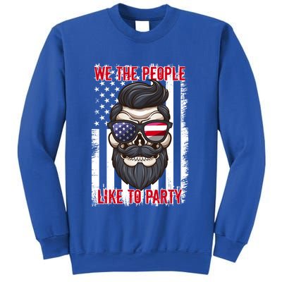 We The People Like To Party 4th Of July American Beard Skull Cute Gift Sweatshirt