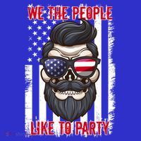 We The People Like To Party 4th Of July American Beard Skull Cute Gift Button