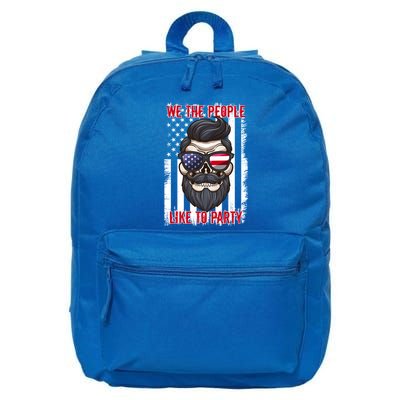 We The People Like To Party 4th Of July American Beard Skull Cute Gift 16 in Basic Backpack