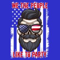 We The People Like To Party 4th Of July American Beard Skull Cute Gift 16 in Basic Backpack