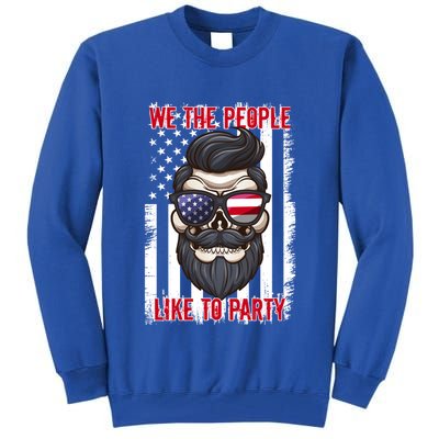 We The People Like To Party 4th Of July American Beard Skull Cute Gift Tall Sweatshirt
