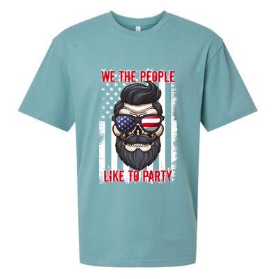 We The People Like To Party 4th Of July American Beard Skull Cute Gift Sueded Cloud Jersey T-Shirt