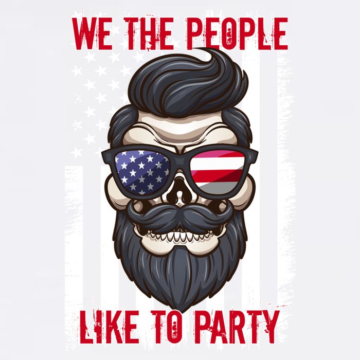 We The People Like To Party 4th Of July American Beard Skull Cute Gift Garment-Dyed Sweatshirt