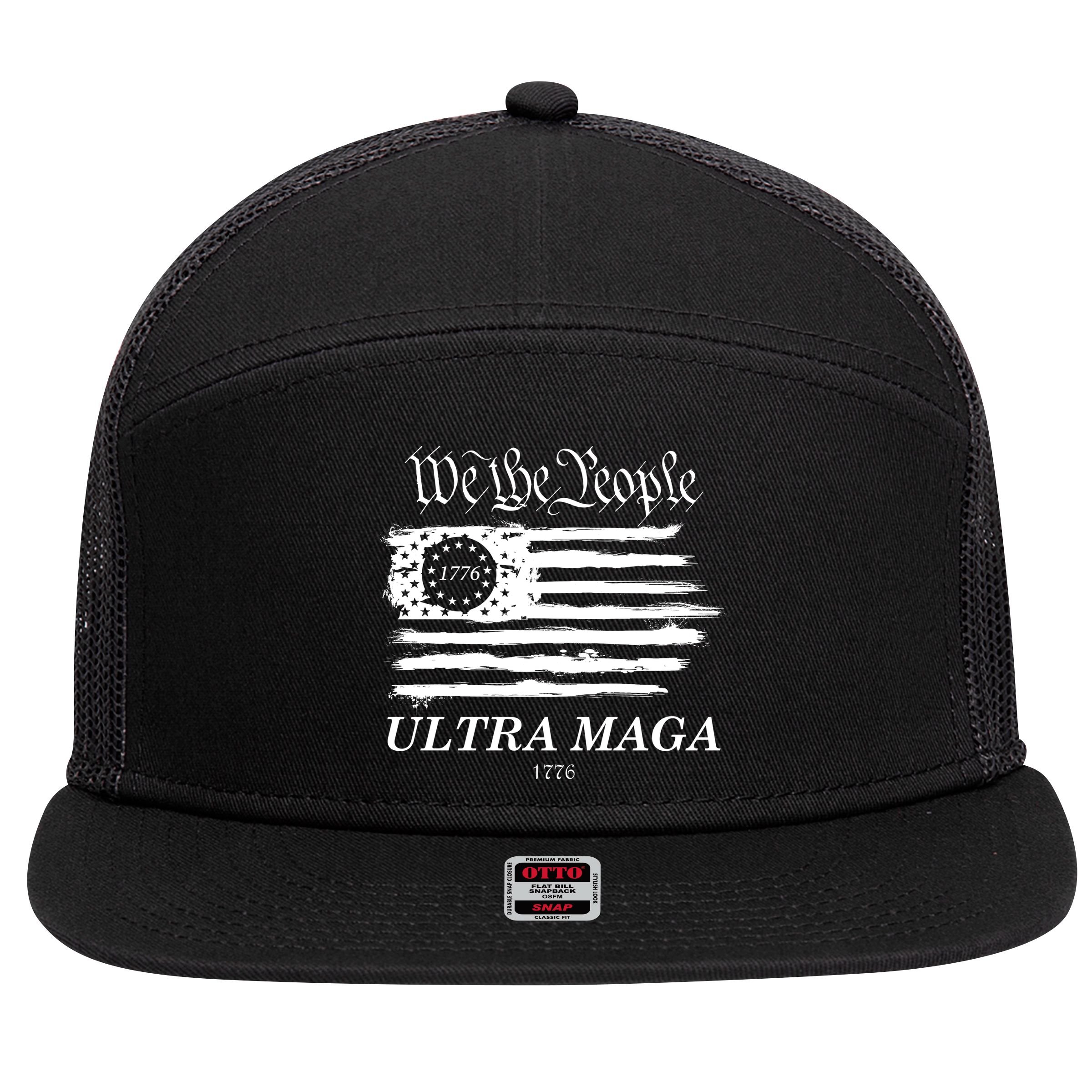 We The People Ultra MAGA Proud Betsy Ross 1776 Flag 7 Panel Mesh Trucker Snapback Hat