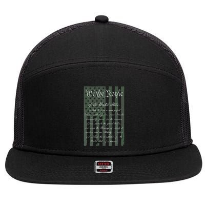 WE THE PEOPLE US CONSTITUTION PREAMBLE UNITED STATES FLAG 7 Panel Mesh Trucker Snapback Hat