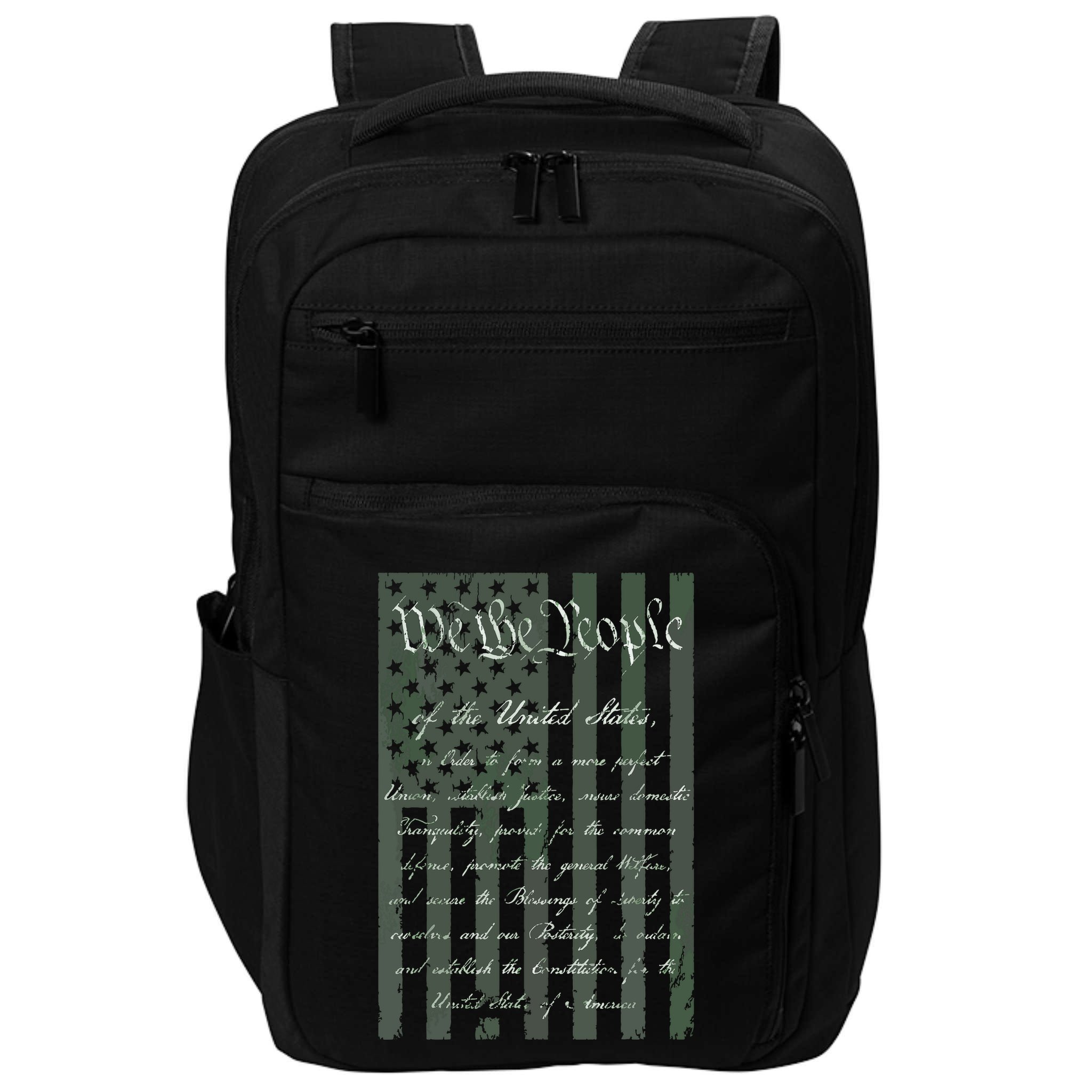 WE THE PEOPLE US CONSTITUTION PREAMBLE UNITED STATES FLAG Impact Tech Backpack