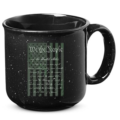 WE THE PEOPLE US CONSTITUTION PREAMBLE UNITED STATES FLAG 15oz Campfire Ceramic Mug